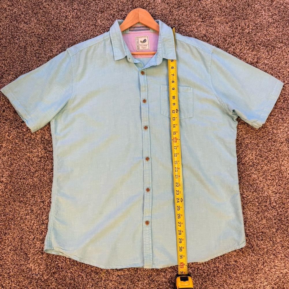 Colours Alexander Julian Mens size XL Turquoise Blue Short Sleeve Organic Cotton